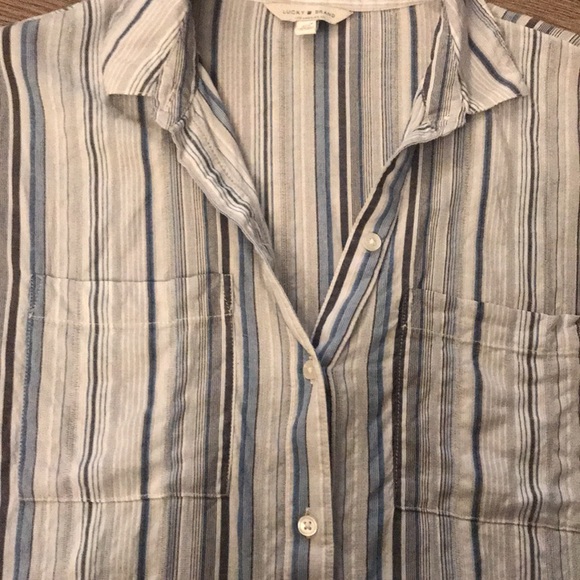 Lucky Brand Short Sleeve Button Down Top szS - Picture 3 of 6